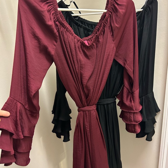 Chic Long Sleeve Burgundy Dress - Picture 4 of 4